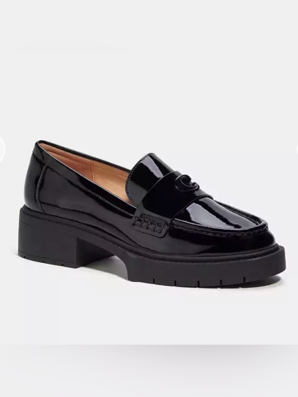 Black Patent Platform Loafer for Women